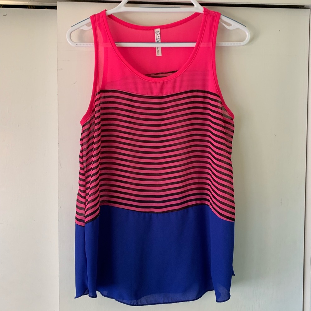 Blue Mint tank large pink blue